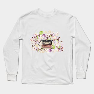 Creative typewriter in retro style with colorful swirls Long Sleeve T-Shirt